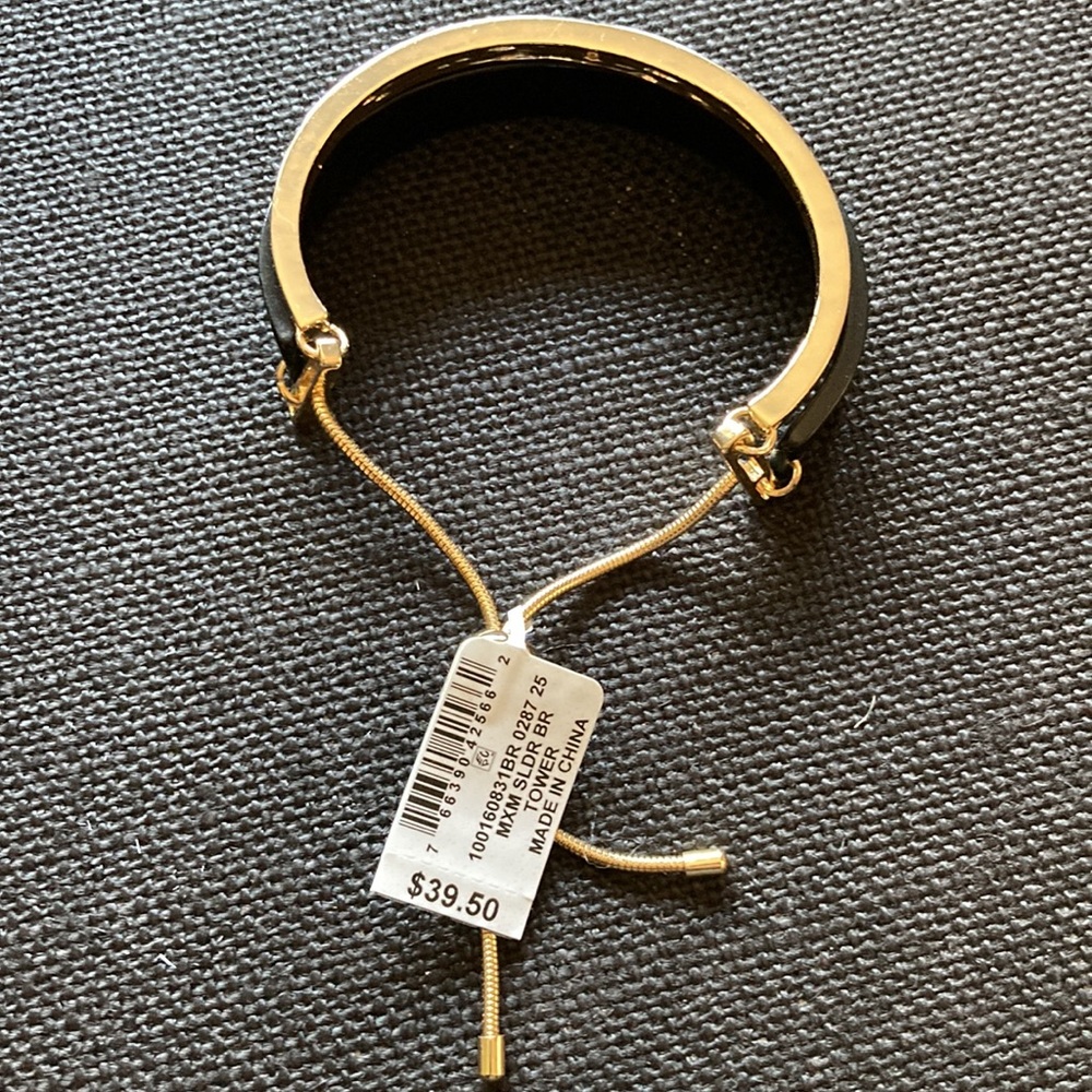 NEW W/TAGS—-Alfani Adjustable Black/Gold Bracelet